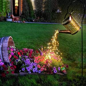 Solar Garden Lights Warm Light Watering Can Landscape Solar Pathway Fairy Lights
