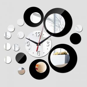 Hot Sale Circle Wall Clocks Mirror Acrylic 3D Wall Clock Silver Mirror diy Clock